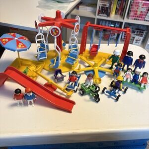 Vintage Retired Playmobil Sets Swings Sand Box Slide Merry Go Round Children
